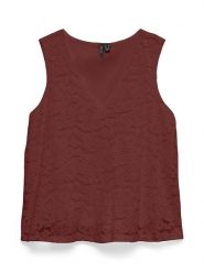 Vero Moda Bluzka w kolorze bordowym rozmiar: XS. Czerwone bluzki Vero Moda, xs, bez wzorów, z koronki, bez kołnierzyka, bez ramiączek. Za 87.95 zł.