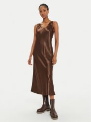 Max Mara Leisure Sukienka koktajlowa Talete 2426226028 Brązowy Regular Fit. Brązowe sukienki Max Mara Leisure, bez wzorów, z satyny, wizytowe, bez kołnierzyka, bez ramiączek. Za 999.99 zł.
