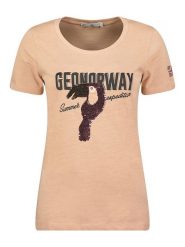 Geographical Norway Koszulka "Jeverything" w kolorze jasnoróżowym rozmiar: L. Różowe bluzki Geographical Norway, l, bez wzorów, z bawełny, bez kołnierzyka, bez ramiączek. Za 32.83 zł.