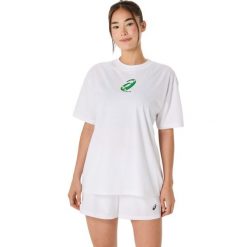 Koszulka damska Asics Court Graphic. Białe bluzki Asics, bez wzorów, sportowe, bez kołnierzyka, bez ramiączek. Za 193.50 zł.