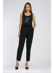 Nife Spodnie w kolorze czarnym rozmiar: 38. Czarne spodnie materiałowe Nife, na co dzień, bez wzorów, z materiału, z podwyższonym stanem. Za 208.95 zł.