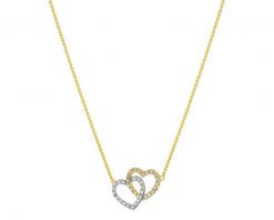 Naszyjnik z żółtego złota z diamentami - serca - 0,10 ct - próba 585. Żółte naszyjniki Apart, z diamentem, złote. Za 2,749.00 zł.