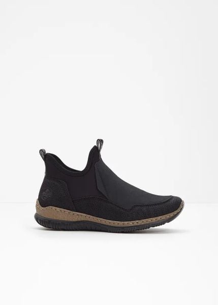 Wsuwane sneakersy marki Rieker. Czarne obuwie sportowe bonprix, bez zapięcia. Za 249.99 zł.