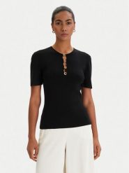 KARL LAGERFELD Bluzka B1W18014 Czarny Slim Fit. Czarne bluzki KARL LAGERFELD, xl, bez wzorów, z wiskozy, bez kołnierzyka, bez ramiączek. Za 779.99 zł.