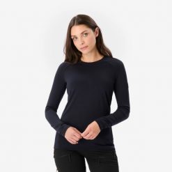 Koszulka damska trekkingowa z długim rękawem Merino Resist. Czarne bluzki SIMOND, l, bez wzorów, z materiału, sportowe, bez kołnierzyka, bez ramiączek. Za 199.98 zł.