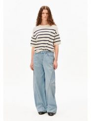 Armedangels Sweter ''Striped'' w kolorze kremowo-czarnym rozmiar: L. Brązowe swetry ARMEDANGELS, l, bez wzorów, ze splotem, bez ramiączek. Za 200.95 zł.
