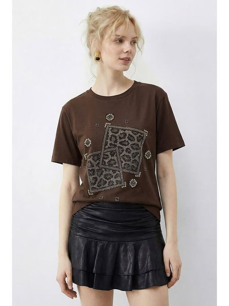 Bianco Lucci Koszulka w kolorze brązowym rozmiar: XL. Brązowe bluzki Bianco Lucci, xl, bez wzorów, z bawełny, bez kołnierzyka, bez ramiączek. Za 114.95 zł.