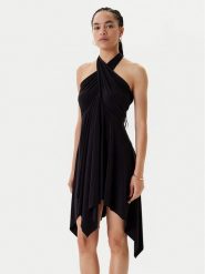NORMA KAMALI Sukienka koktajlowa KK1253PL213001 Czarny Slim Fit. Czarne sukienki Norma Kamali, xxs, bez wzorów, z syntetyku, wizytowe, bez kołnierzyka, bez ramiączek. Za 639.99 zł.