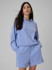 4F Bluza dresowa regular z kapturem damska - granatowa L. Niebieskie bluzy 4f, l, bez wzorów, z dresówki, z kapturem. Za 199.99 zł.