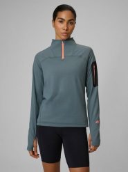 4F Bluza trekkingowa slim bez kaptura damska - khaki L. Brązowe bluzy 4f, l, bez wzorów, bez kaptura. Za 179.99 zł.