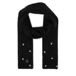 Szalik Guess. Czarne szaliki Guess, z aplikacjami. Za 234.99 zł.