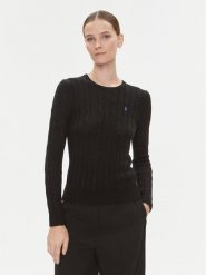 Polo Ralph Lauren Sweter 211891640011 Czarny Regular Fit. Czarne swetry Polo Ralph Lauren, s, bez wzorów, z bawełny, bez ramiączek. Za 469.99 zł.