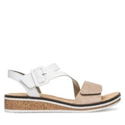 Sandały Rieker. Brązowe sandały Rieker, bez wzorów, bez obcasa, na płaskiej podeszwie, bez zapięcia. Za 289.99 zł.