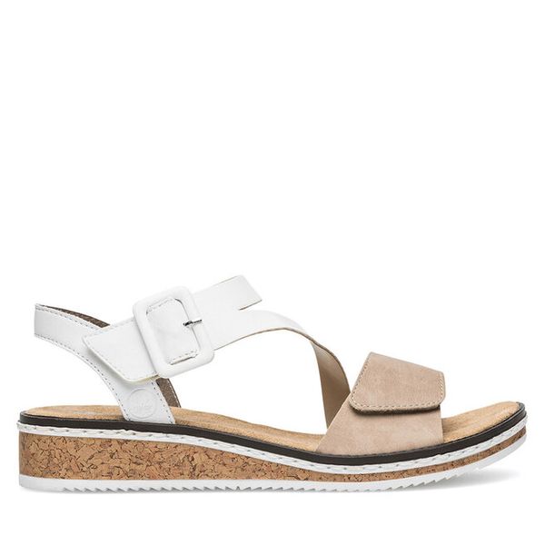 Sandały Rieker. Brązowe sandały Rieker, bez wzorów, bez obcasa, na płaskiej podeszwie, bez zapięcia. Za 289.99 zł.