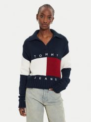 Tommy Jeans Sweter Flag Rugby DW0DW18677 Granatowy Relaxed Fit. Niebieskie swetry Tommy Jeans, s, bez wzorów, z jeansu, bez ramiączek. Za 399.99 zł.