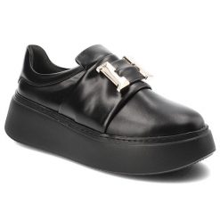 Czarne Sneakersy Armodo Stylowe Wsuwane Obuwie Damskie. Czarne półbuty wsuwane Armodo, bez wzorów, ze skóry, eleganckie, bez obcasa, bez zapięcia. Za 499.00 zł.