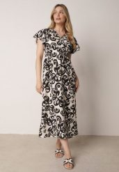 Czarna Wiskozowa Sukienka z Kopertowym Dekoltem i Gumkami w Talii Shyraya. Czarne sukienki Born2be, na co dzień, l, bez wzorów, z materiału, bez kołnierzyka, bez ramiączek, midi, dopasowane. Za 79.99 zł.