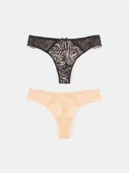 Stringi typu tanga 2 pack - czarny. Czarne stringi Sinsay, bez wzorów. Za 19.99 zł.