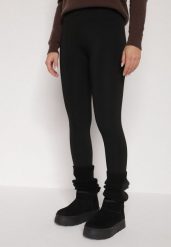 Czarne Gładkie Legginsy z Wysokim Stanem Ociepleniem i Zapiętkami Ferisanna. Czarne legginsy Born2be, l, bez wzorów, z jeansu, z podwyższonym stanem. Za 69.99 zł.