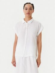 United Colors Of Benetton Koszula 5BMLDQ06V Biały Regular Fit. Białe koszule United Colors of Benetton, l, bez wzorów, ze lnu, bez kołnierzyka, bez ramiączek. Za 189.99 zł.