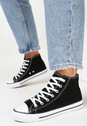 Czarne Sznurowane Trampki z Cholewką za Kostkę Socerio. Czarne trampki Born2be, bez wzorów, za kostkę, bez zapięcia. Za 39.99 zł.