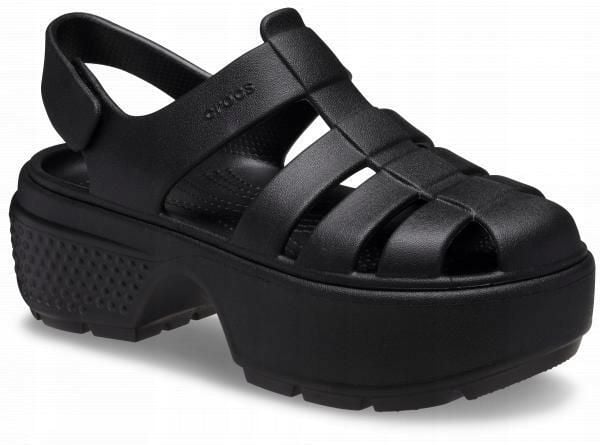 Sandały Dla Kobiet Crocs Stomp Fisherman Sandal. Czarne sandały Crocs, bez wzorów, z materiału, eleganckie, bez obcasa, na platformie, bez zapięcia. Za 263.99 zł.
