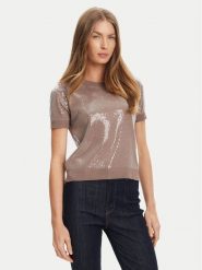 Guess Sweter W5YR21 Z3E70 Brązowy Regular Fit. Brązowe swetry Guess, xxl, z aplikacjami, z wiskozy, bez ramiączek. Za 475.00 zł.