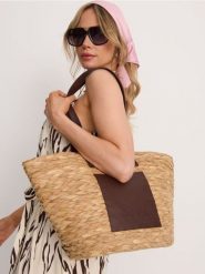 Duża pleciona torba na ramię - beżowy. Brązowe torby na ramię Sinsay, bez wzorów, na ramię, duże, bez dodatków. Za 79.99 zł.