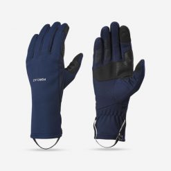 Rękawice trekkingowe dla dorosłych Forclaz MT500 dotykowe stretch. Czarne rękawiczki FORCLAZ, bez wzorów, z elastanu, sportowe. Za 69.99 zł.