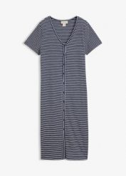 Sukienka T-shirtowa z czystej bawełny organicznej. Niebieskie sukienki bonprix, bez wzorów, z bawełny, bez kołnierzyka, bez ramiączek. Za 64.99 zł.