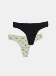 Bawełniane stringi typu tanga 2 pack - wielobarwny. Czerwone stringi Sinsay, bez wzorów, z bawełny. Za 9.99 zł.