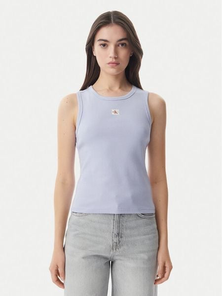 Calvin Klein Jeans Top LV047C201G Niebieski jasny Slim Fit. Niebieskie topy Calvin Klein Jeans, m, bez wzorów, z bawełny, bez kołnierzyka, bez ramiączek. Za 110.99 zł.