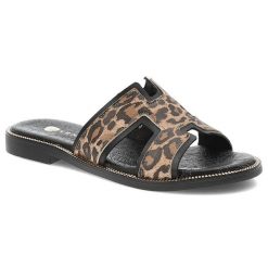 Czarne Klapki Armodo Modne Obuwie Damskie Lampart. Czarne klapki Armodo, bez wzorów, ze skóry, bez obcasa. Za 279.00 zł.