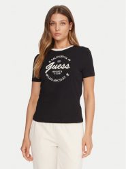 Guess T-Shirt V5BI03 J1314 Czarny Slim Fit. Czarne t-shirty Guess, s, z aplikacjami, z bawełny, bez kołnierzyka, bez ramiączek. Za 169.99 zł.