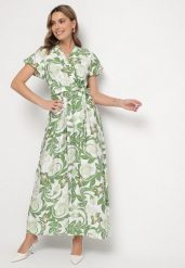 Zielona Sukienka Kopertowa z Wiskozy z Wiązanym Paskiem Eladoriel. Zielone sukienki Born2be, na co dzień, l, bez wzorów, z wiskozy, eleganckie, bez kołnierzyka, bez ramiączek, maxi, kopertowe. Za 79.99 zł.