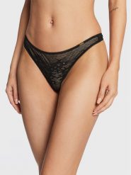 Gossard Stringi Glossies 13006 Czarny. Czarne stringi Gossard, bez wzorów, z syntetyku. Za 29.99 zł.