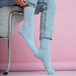 Błękitne skarpetki damskie 1222. Niebieskie skarpety Milena, bez wzorów, z bawełny. Za 16.90 zł.