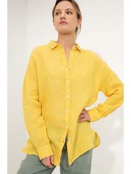 Josephine & Co Lniana bluzka "Lydian" w kolorze żółtym rozmiar: 42. Żółte bluzki Josephine & Co, bez wzorów, ze lnu, bez kołnierzyka, bez ramiączek. Za 230.99 zł.