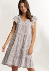 Liliowa Sukienka Viviatune. Fioletowe sukienki Renee, l, bez wzorów, z zamszu, bez kołnierzyka, bez ramiączek, mini, rozkloszowane. Za 49.99 zł.