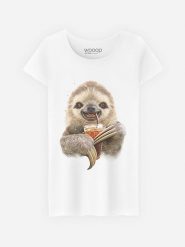 WOOOP Koszulka "Sloth And Drink" w kolorze białym rozmiar: XXL. Białe bluzki Wooop, xxl, bez wzorów, z bawełny, bez kołnierzyka, bez ramiączek. Za 56.99 zł.