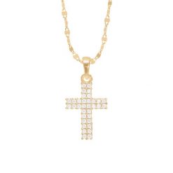 Naszyjnik ze złota próby 375 z zawieszką w kształcie krzyża o wielkości 1,5 cm na łańcuszku Sogliola. Żółte naszyjniki Lilou, z cyrkonią, złote. Za 996.00 zł.