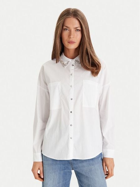 Morgan Koszula 252-CRISTO Biały Loose Fit. Białe koszule Morgan, bez wzorów, z bawełny, bez kołnierzyka, bez ramiączek. Za 179.99 zł.