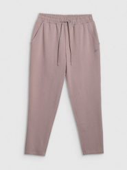 4F Spodnie dresowe damskie - beżowe L. Brązowe spodnie dresowe 4f, l, bez wzorów, z bawełny. Za 129.99 zł.