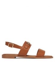 Nine West Sandały 678322-CCC Brązowy. Brązowe sandały Nine West, bez wzorów, z materiału, bez obcasa, na płaskiej podeszwie, bez zapięcia. Za 169.99 zł.