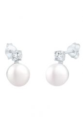 Elli Damskie kolczyki sztyfty Classic z perłą hodowlana słodkowodną i cyrkoniami w srebrze próby 925 Sterling Silver Kolczyki 1 ct. Szare kolczyki Elli, z cyrkonią, srebrne, na sztyftcie. Za 238.99 zł.