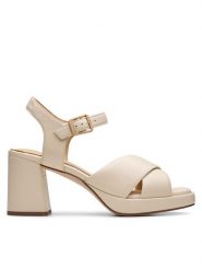 Clarks Sandały Ritzy75 Rae 26181304 Écru. Sandały Clarks, bez wzorów, ze skóry, bez obcasa, na słupku, bez zapięcia. Za 459.99 zł.