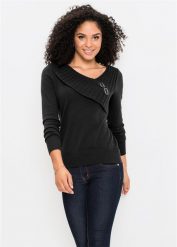 Cienki sweter z bawełną. Czerwone swetry bonprix, bez wzorów, z bawełny, bez ramiączek. Za 109.99 zł.