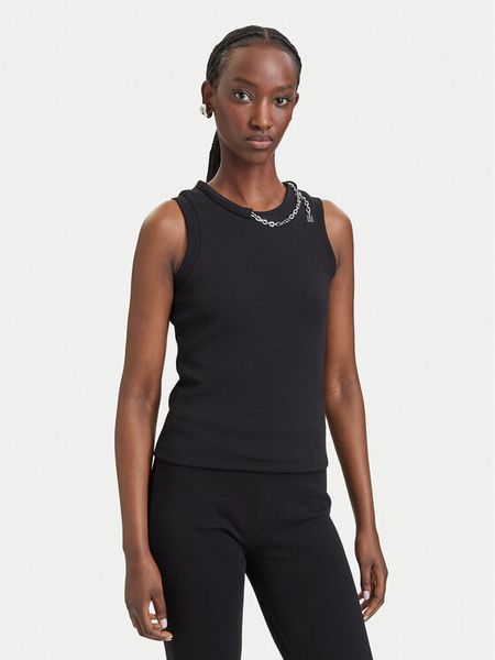 HUGO Top Delolly 50571231 Czarny Slim Fit. Czarne topy Hugo, l, bez wzorów, z bawełny, bez kołnierzyka, bez ramiączek. Za 399.99 zł.