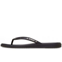Klapki Crocs Miami Studded Flip W Damskie. Czarne klapki Crocs, bez wzorów, z materiału, bez obcasa, na koturnie. Za 278.99 zł.