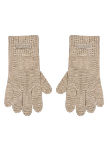 Calvin Klein Rękawiczki LV14D8031G Beżowy. Brązowe rękawiczki Calvin Klein, bez wzorów, z dzianiny. Za 259.99 zł.